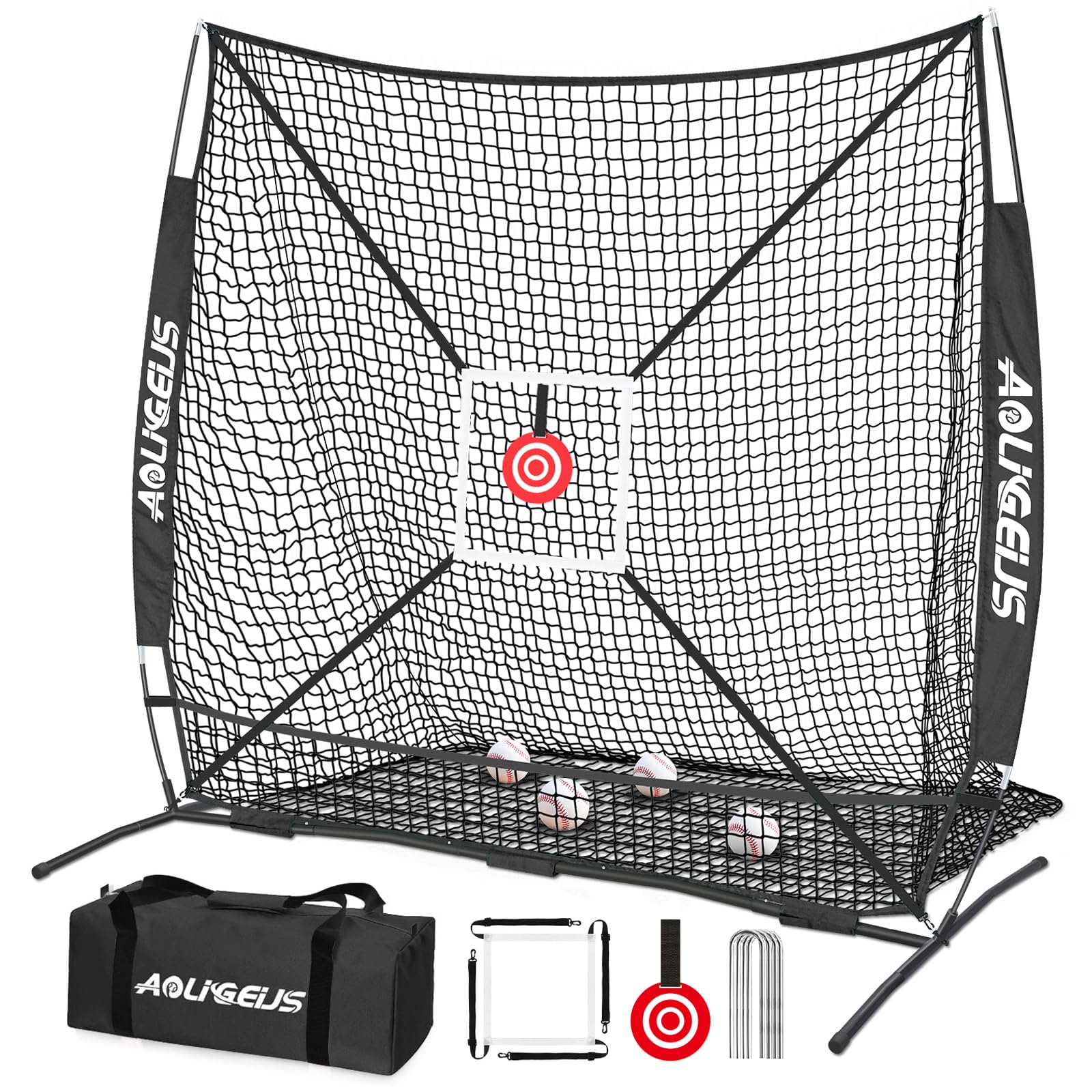 AOLIGEIJS front view of fully assembled net showing durable frame and coverage