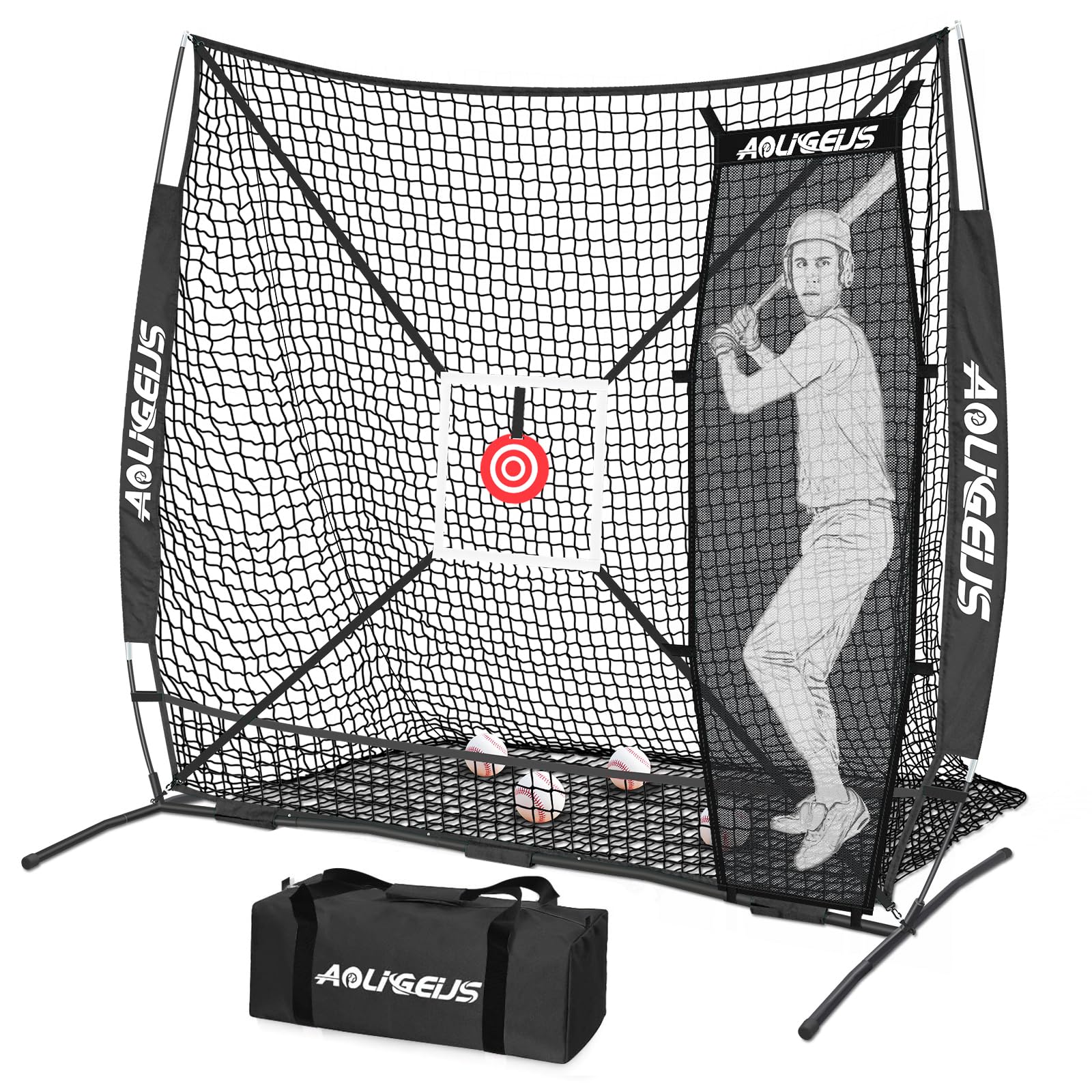 AOLIGEIJS front view of 6x6 net showing quick setup benefit