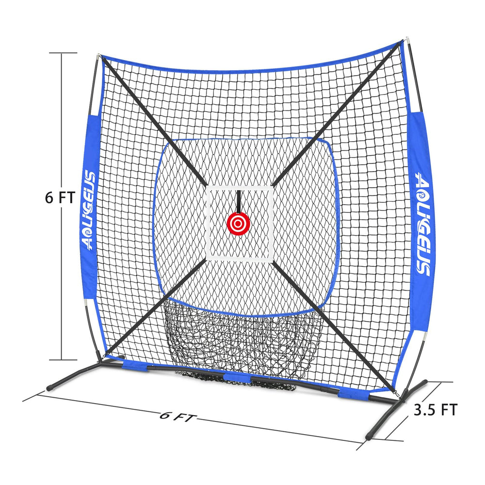 AOLIGEIJS ground stakes anchored to net showing added outdoor stability and wind resistance