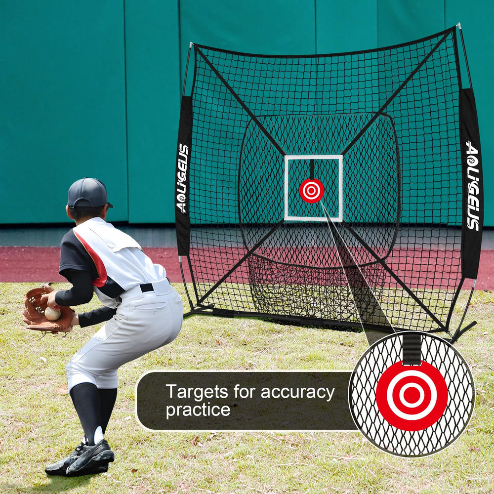 AOLIGEIJS net set up inside a garage showing indoor training suitability