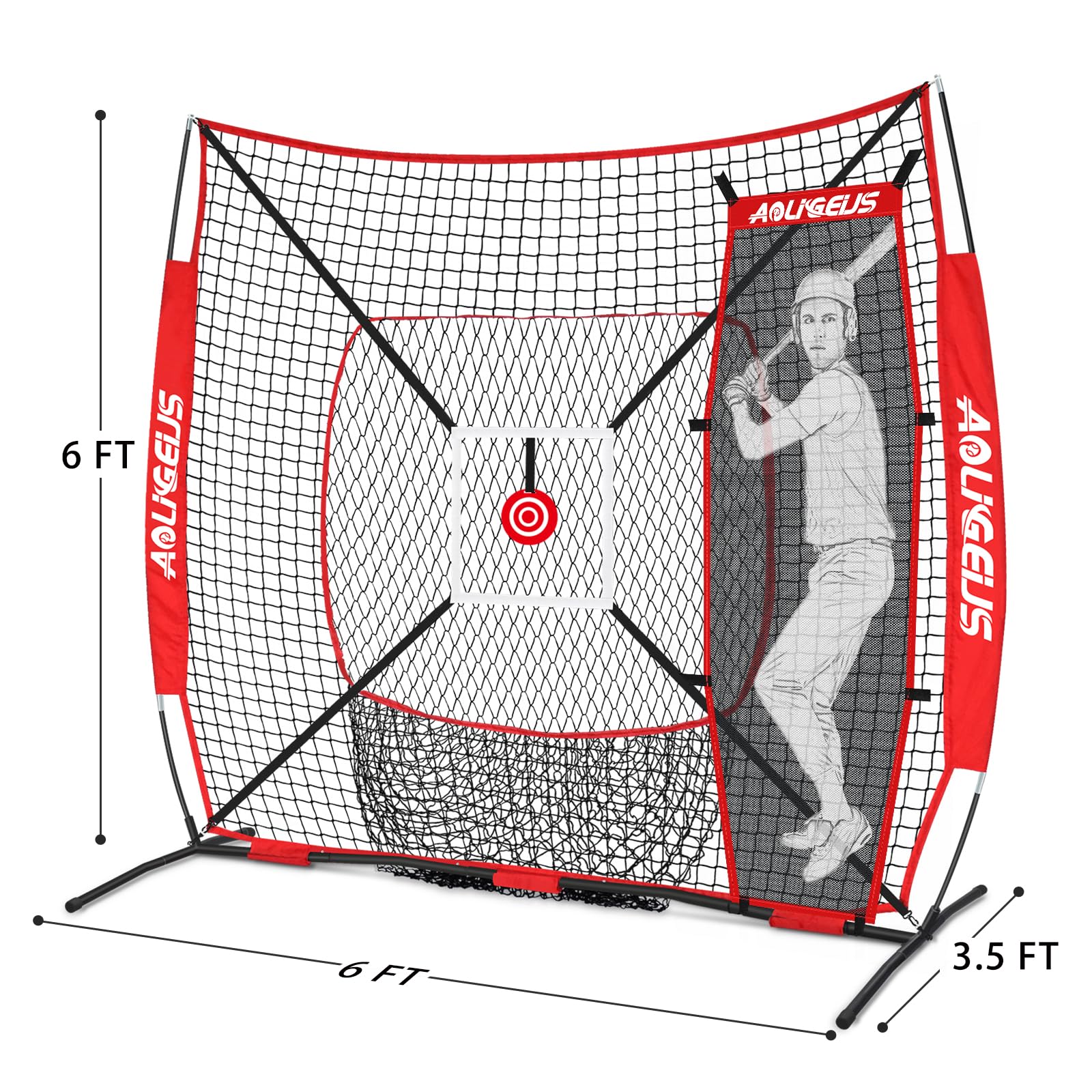 AOLIGEIJS net beside player to show 6x6 size and usable training footprint