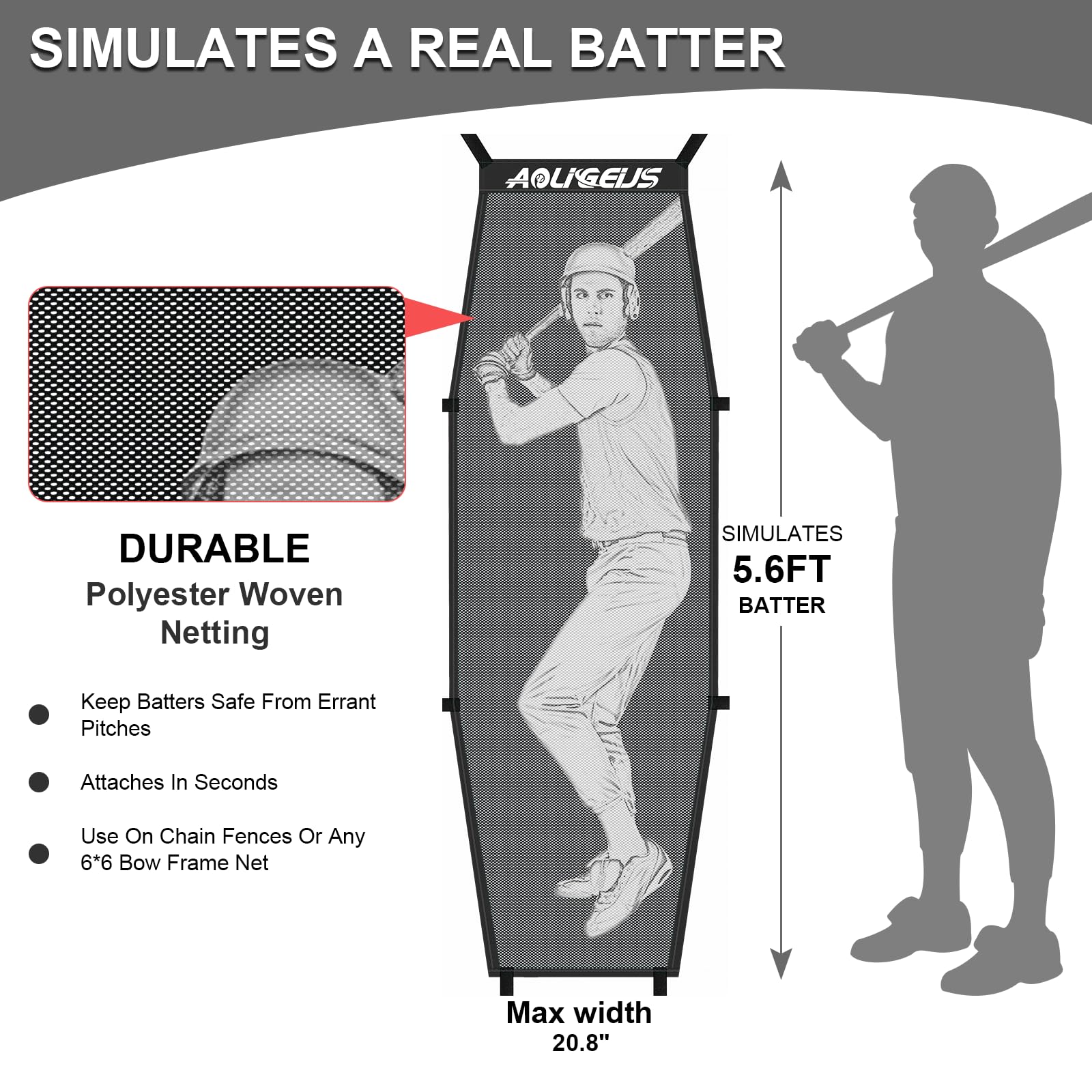AOLIGEIJS strike zone attached to net illustrating targeted pitching and hitting practice