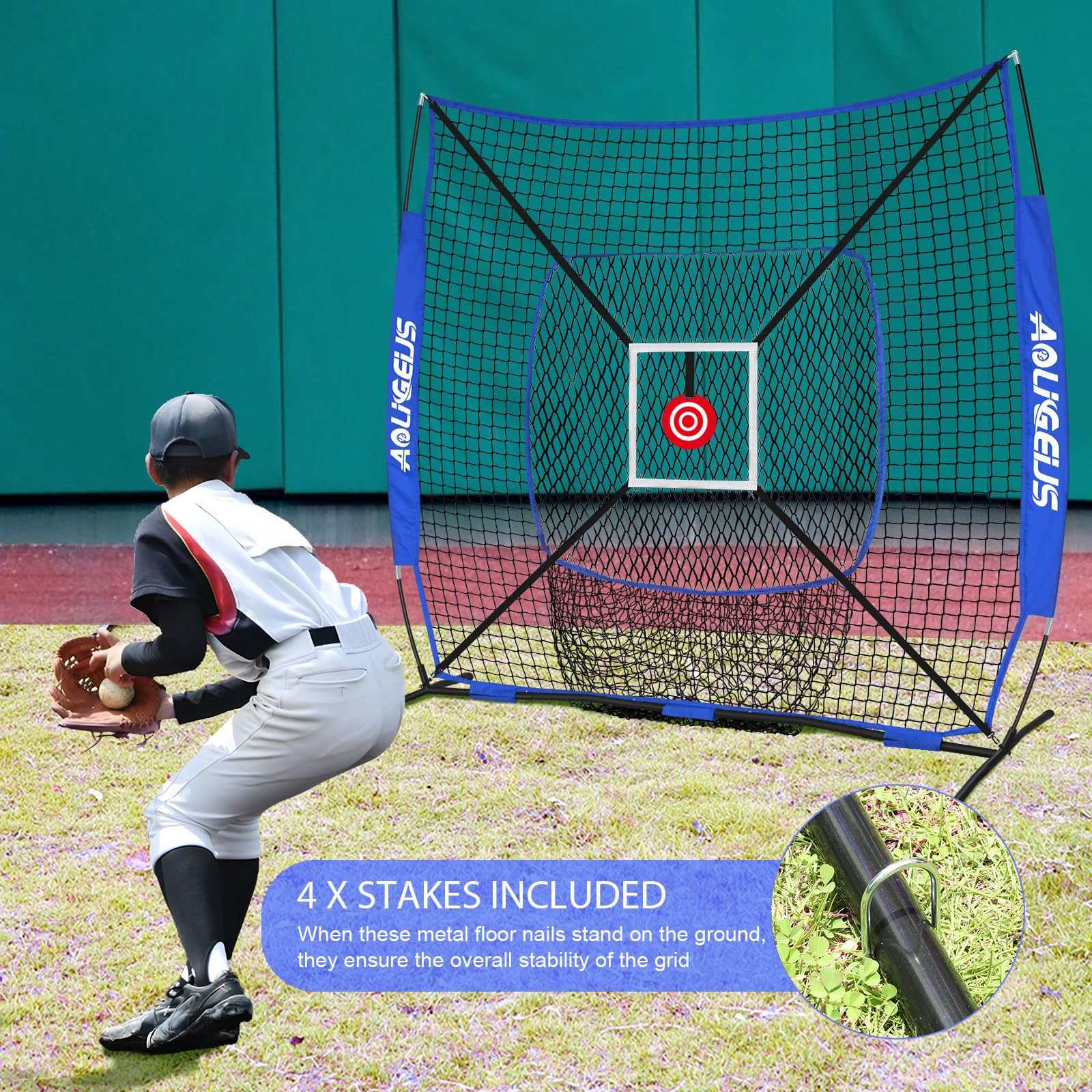 AOLIGEIJS strike zone attached to net demonstrating focused accuracy training