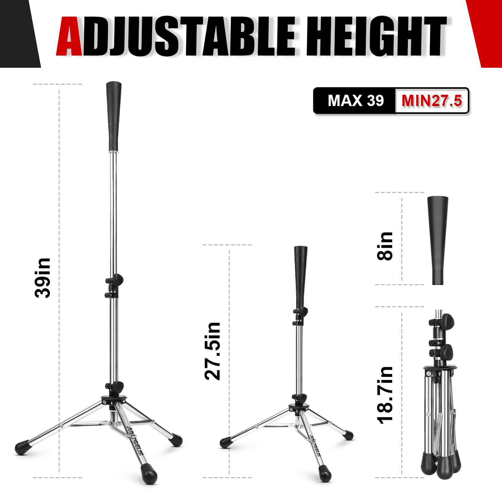 AOLIGEIJS tripod base detail highlighting weighted steel stability and grip