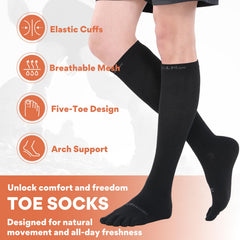 aomagic close-up of five-toe separation showcasing Coolmax fabric to reduce toe friction and blisters