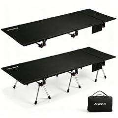 AOPEC cot front view showing full-length bed and sturdy frame for comfortable sleep