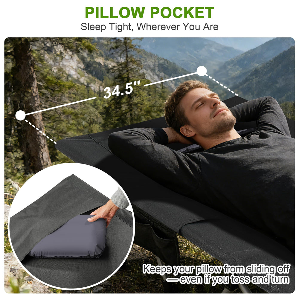 AOPEC cot under-storage net with gear kept off ground for organized campsite