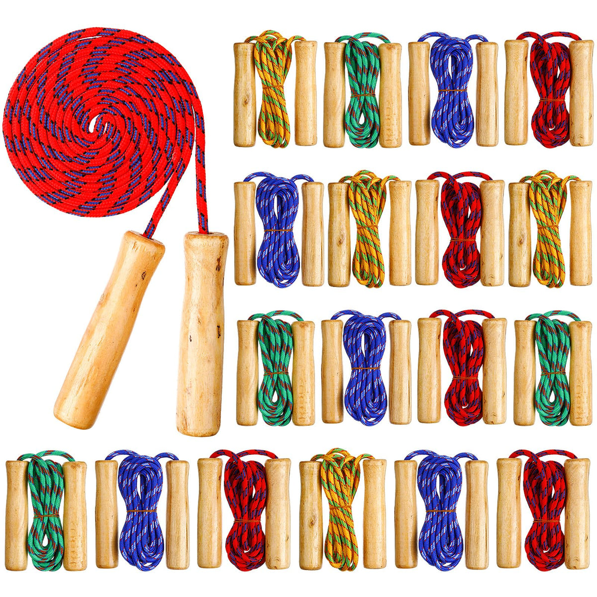 Aoriher front view showing all 12 colorful ropes and handles, great for groups