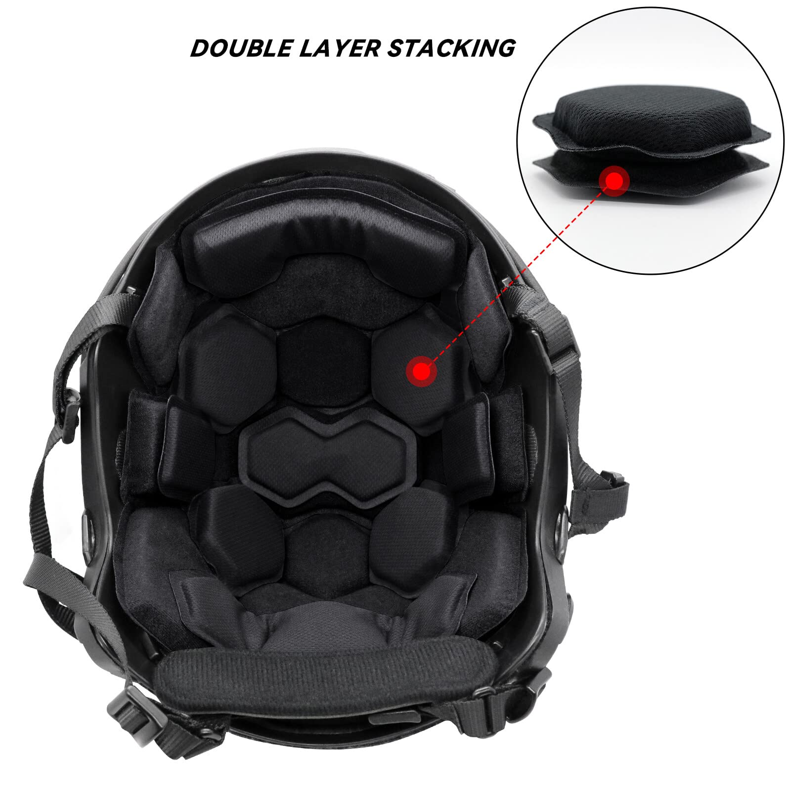 AOUTACC helmet interior with pads installed providing stable fit