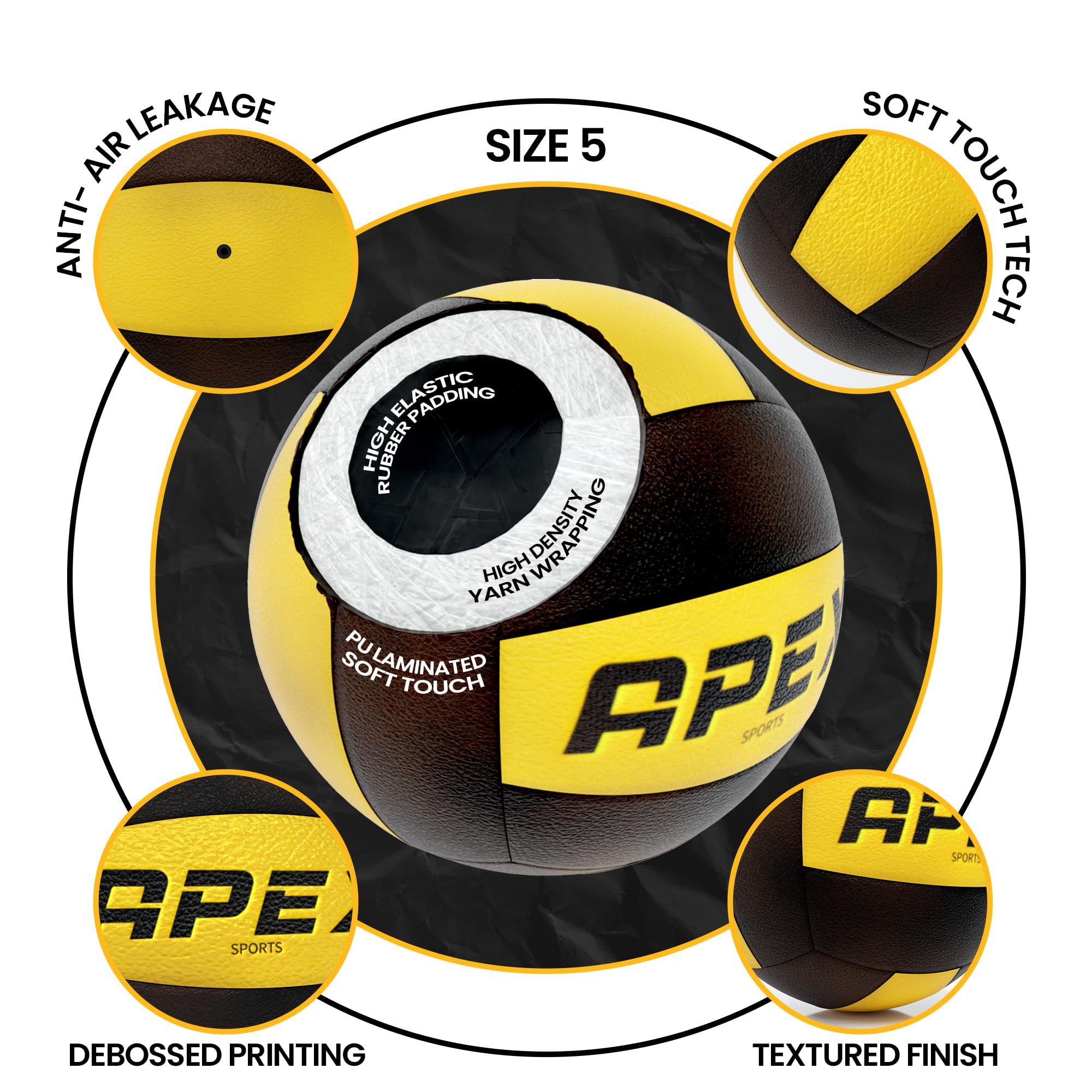 Apex Sports detailed shot of stitched panels for durability and consistent shape
