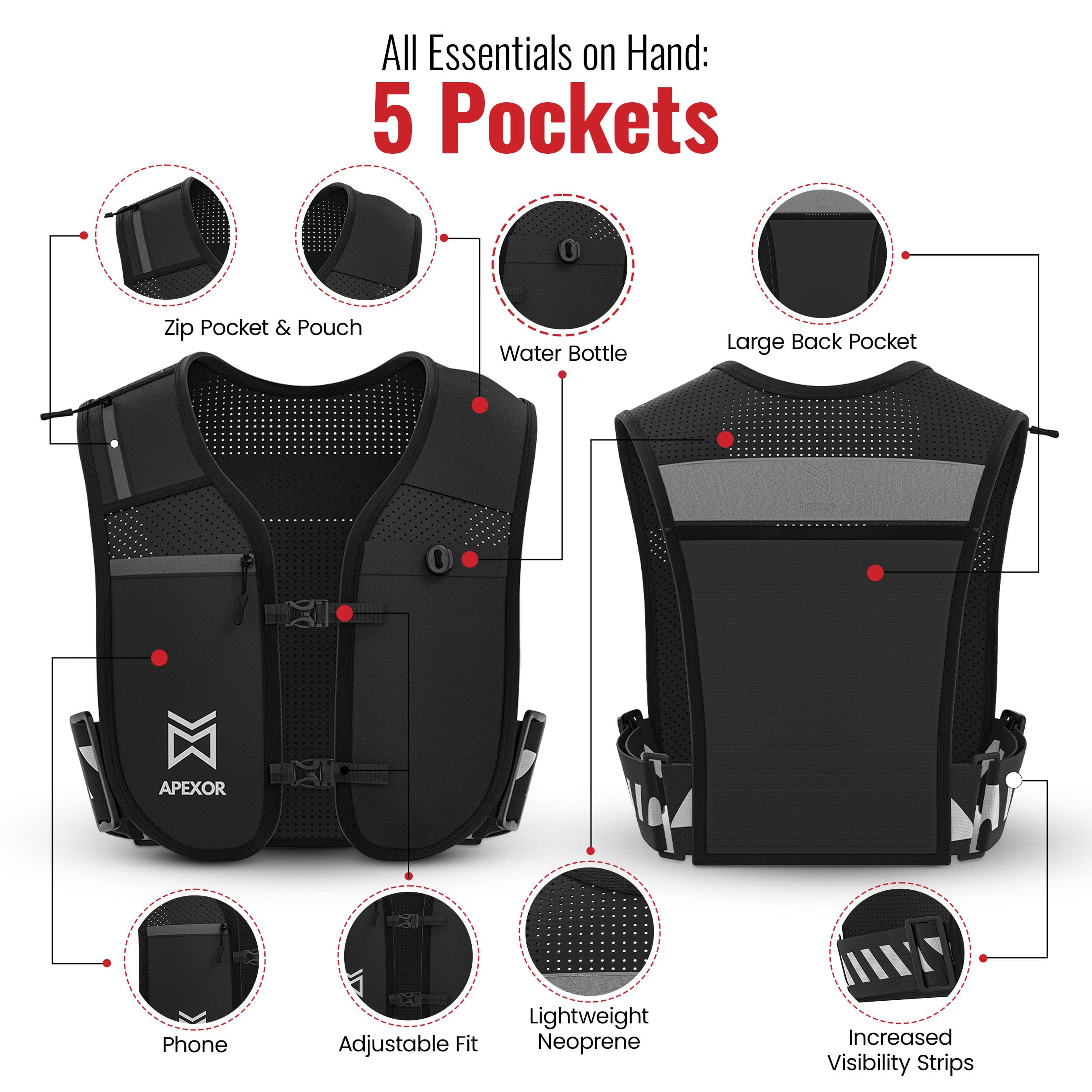 APEXOR reflective strap detail increasing nighttime visibility and safety