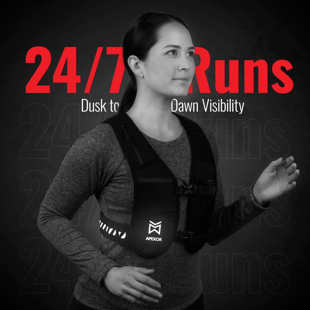 APEXOR side profile worn by runner demonstrating snug, low-bounce fit