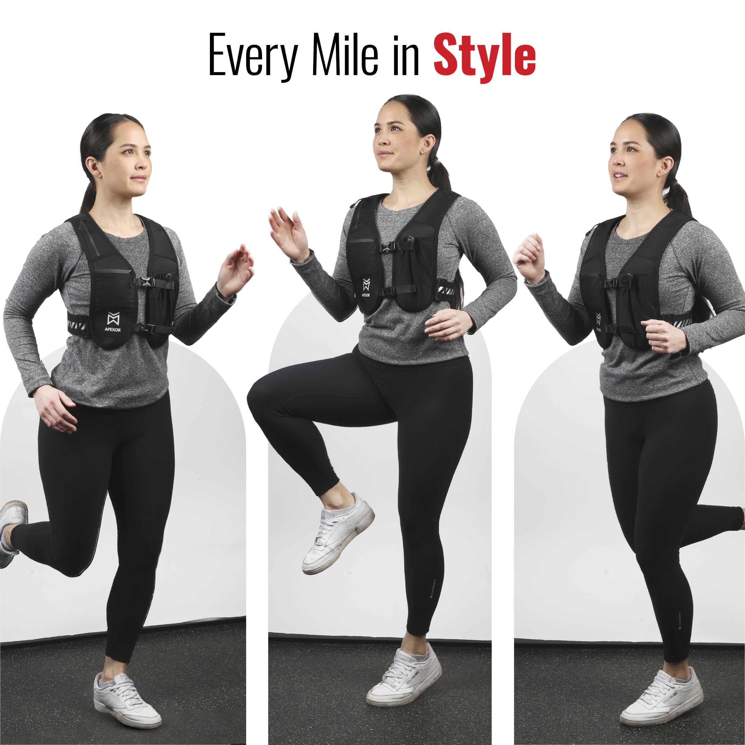 APEXOR vest on torso for size comparison and adjustable fit guidance