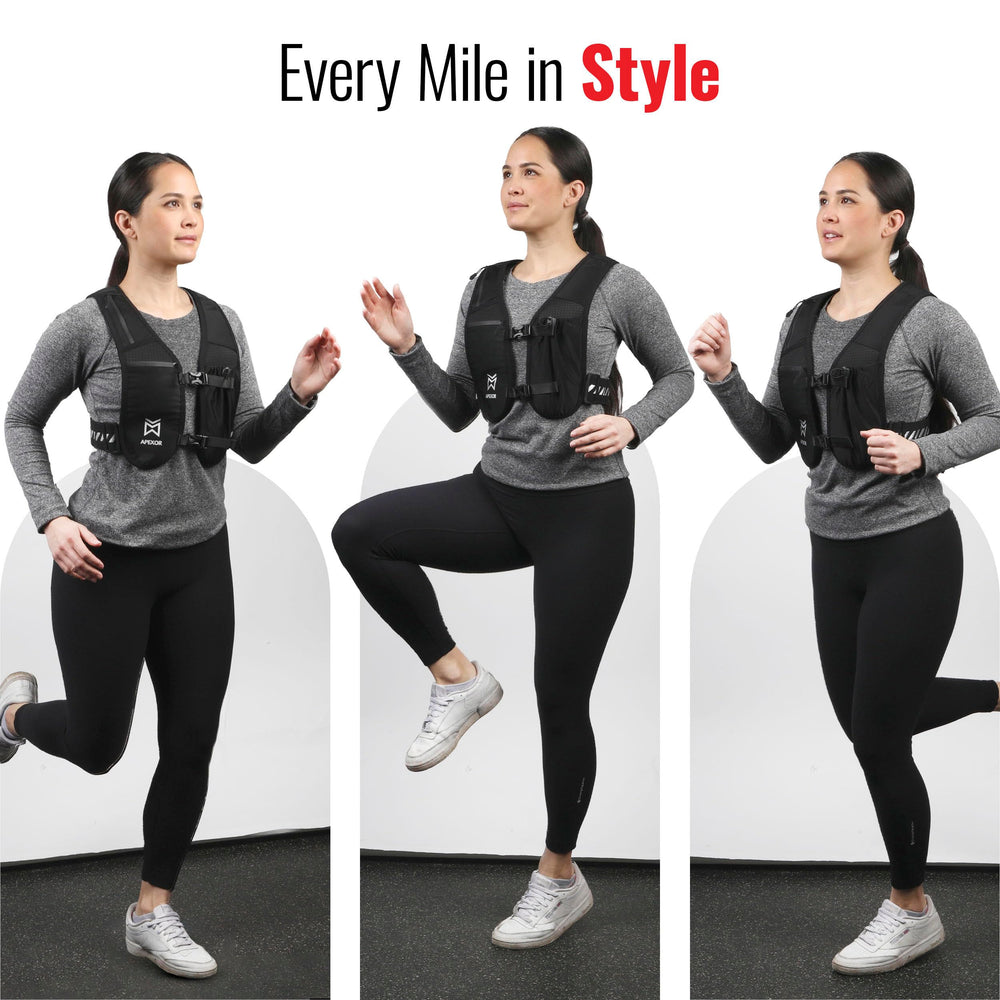APEXOR vest on torso for size comparison and adjustable fit guidance