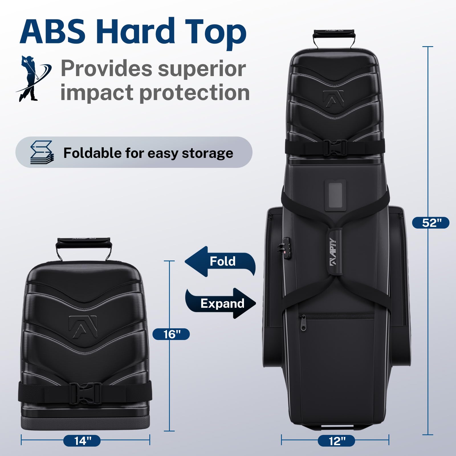 APTY close-up of hard ABS top shell highlighting crush resistance