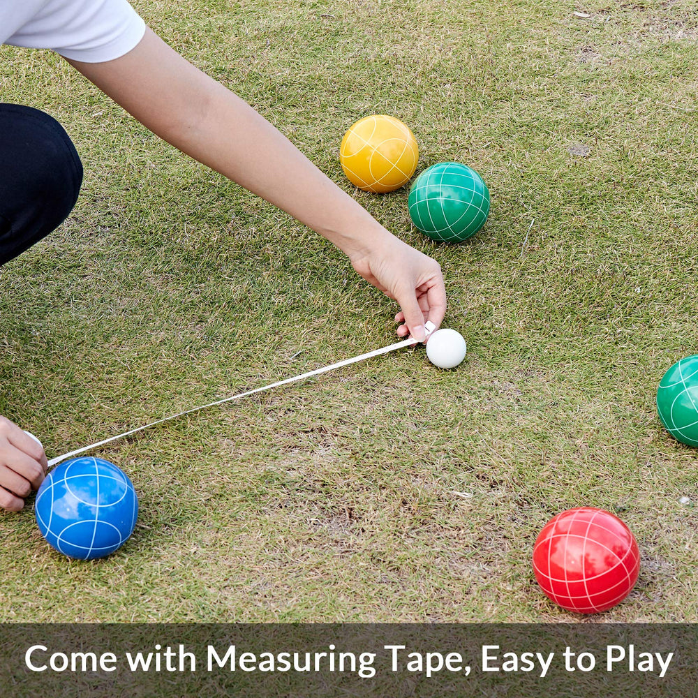 ApudArmis bocce carrying case open with balls for easy transport and storage