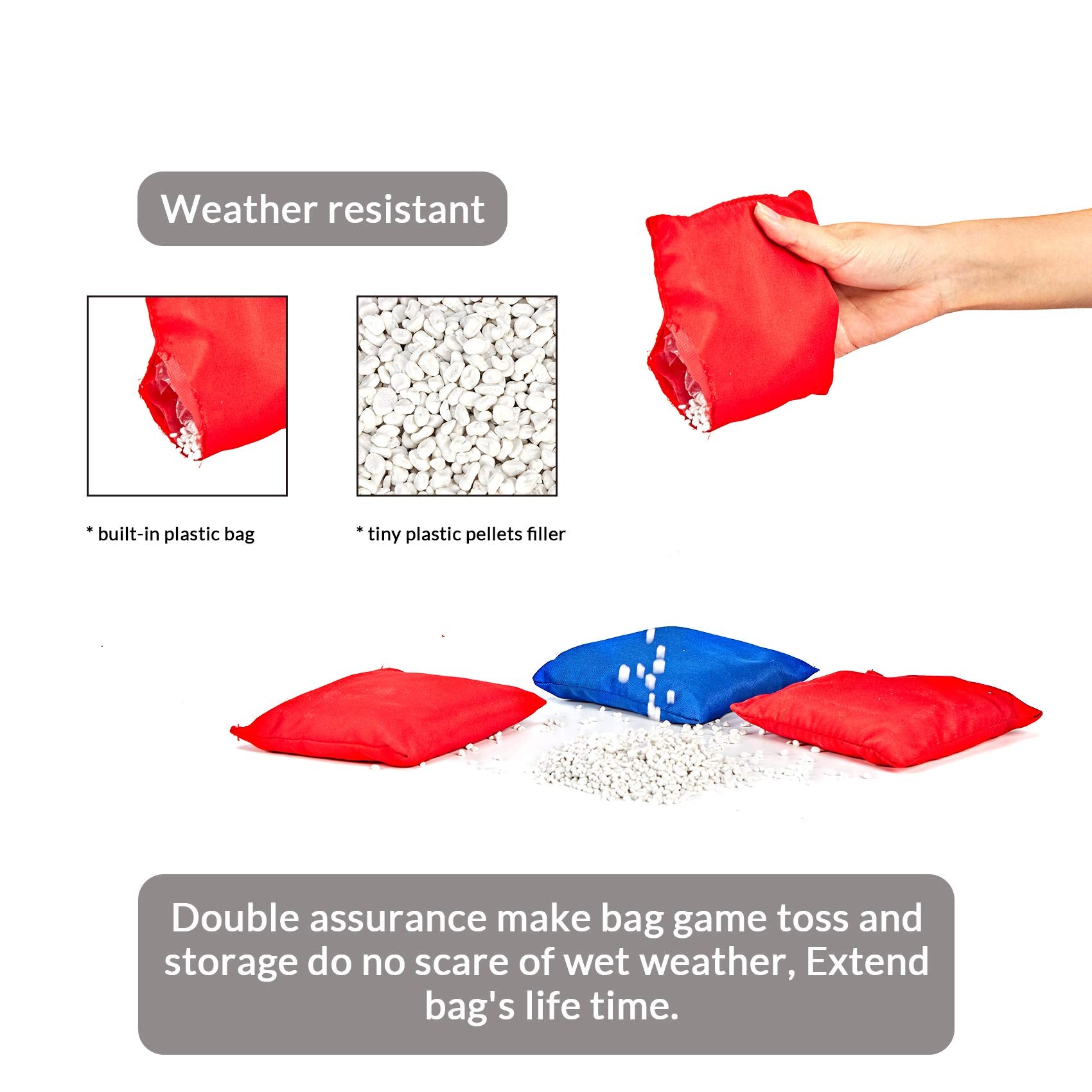 ApudArmis cornhole bag in mid-toss demonstrating flight stability and consistent throwing feel