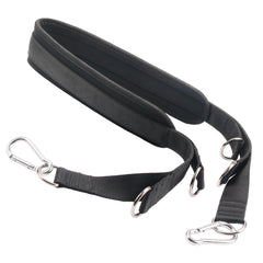 AQDD leg press belt front view showing buckle and secure fit benefit