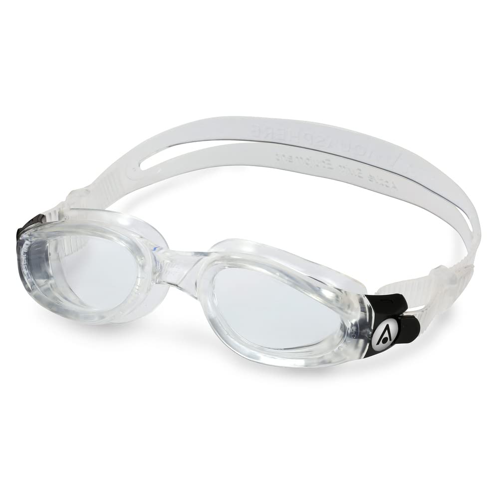 Aqua Sphere Kaiman worn by swimmer in pool illustrating 180-degree peripheral visibility