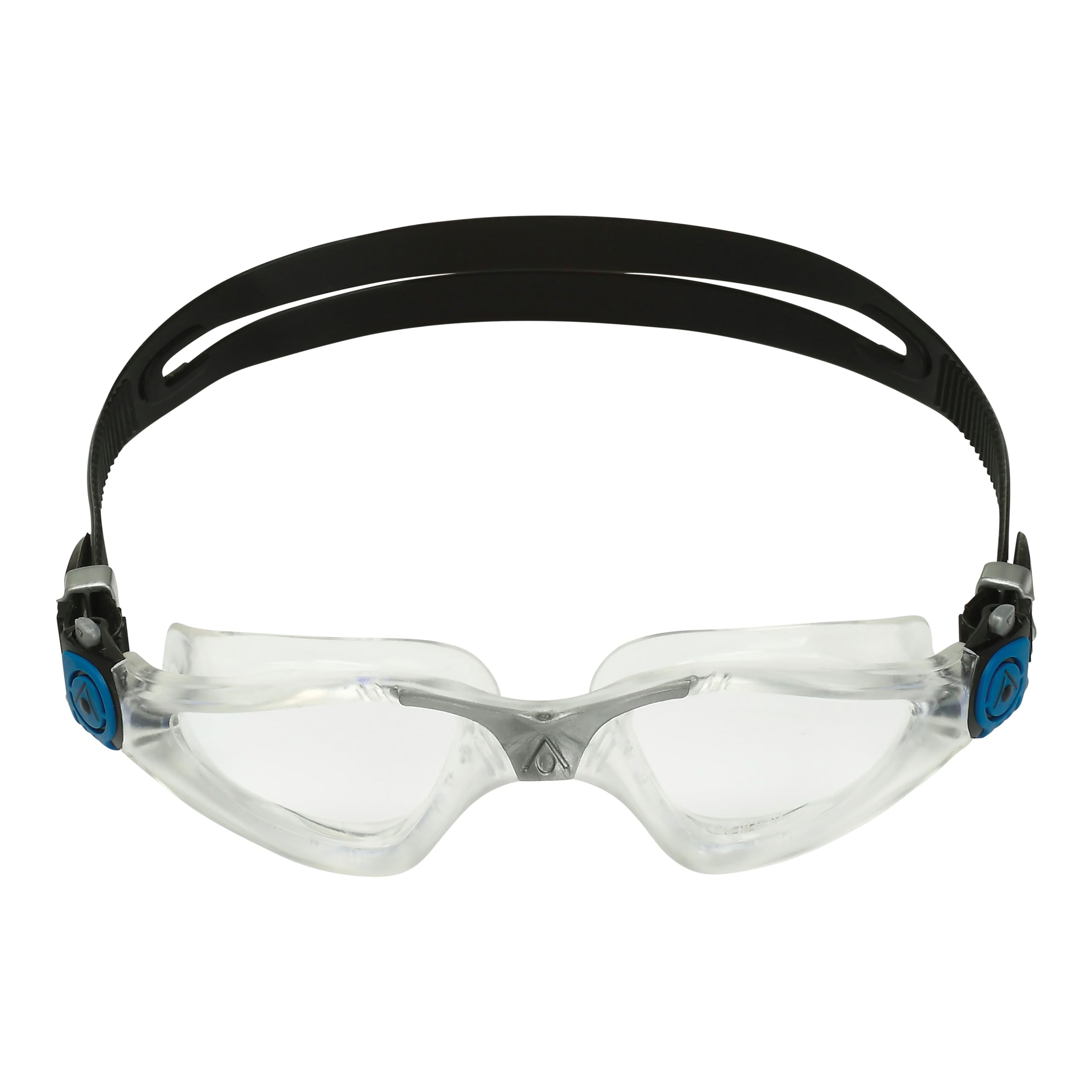 Aqua Sphere Kayenne front view clear lens showing wide vision and secure fit