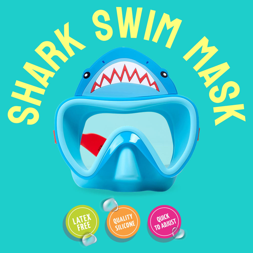 Child wearing Aqua2ude mask in pool demonstrating clear vision benefit