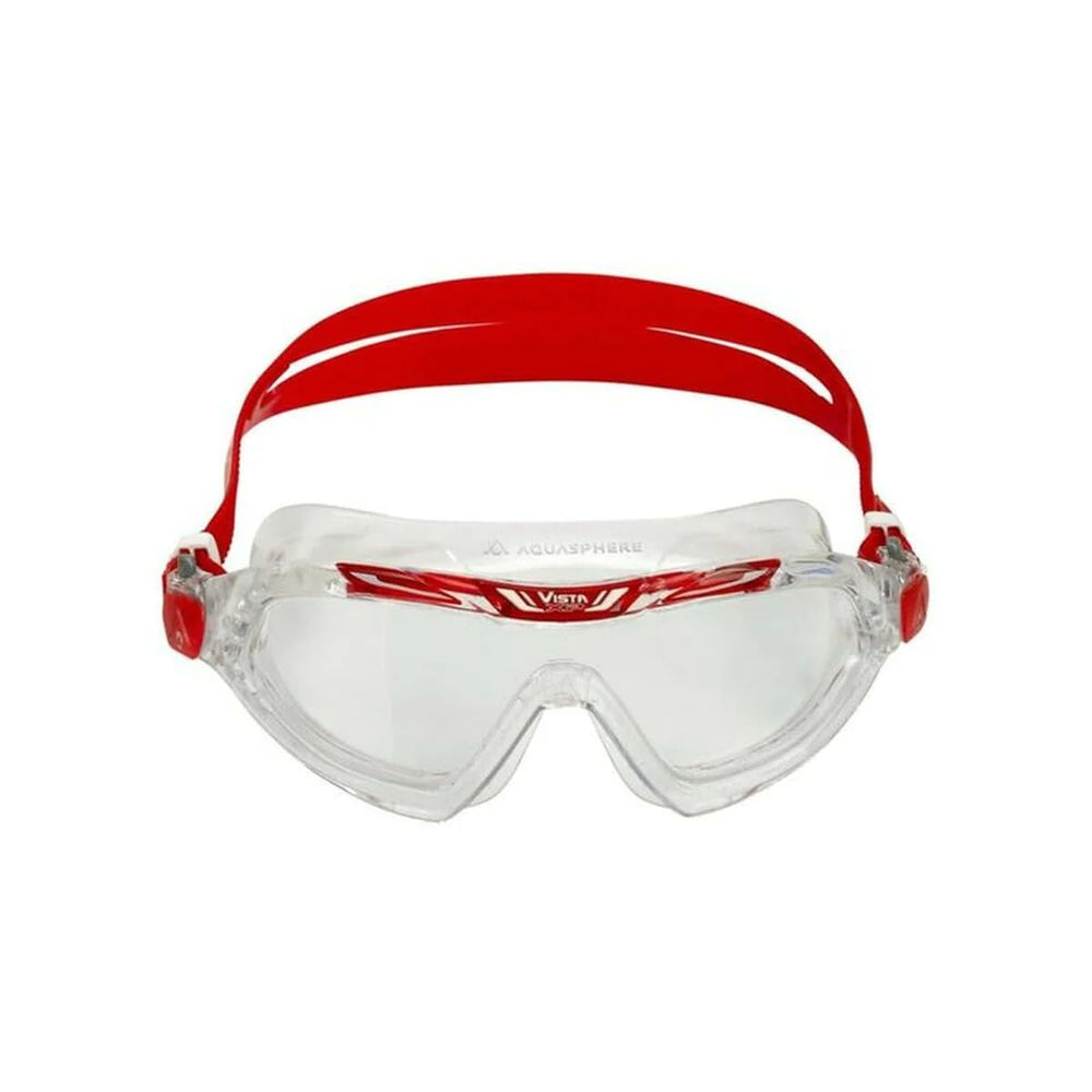 Aqua Sphere Vista XP front view showing clear single lens and secure fit benefit clarity