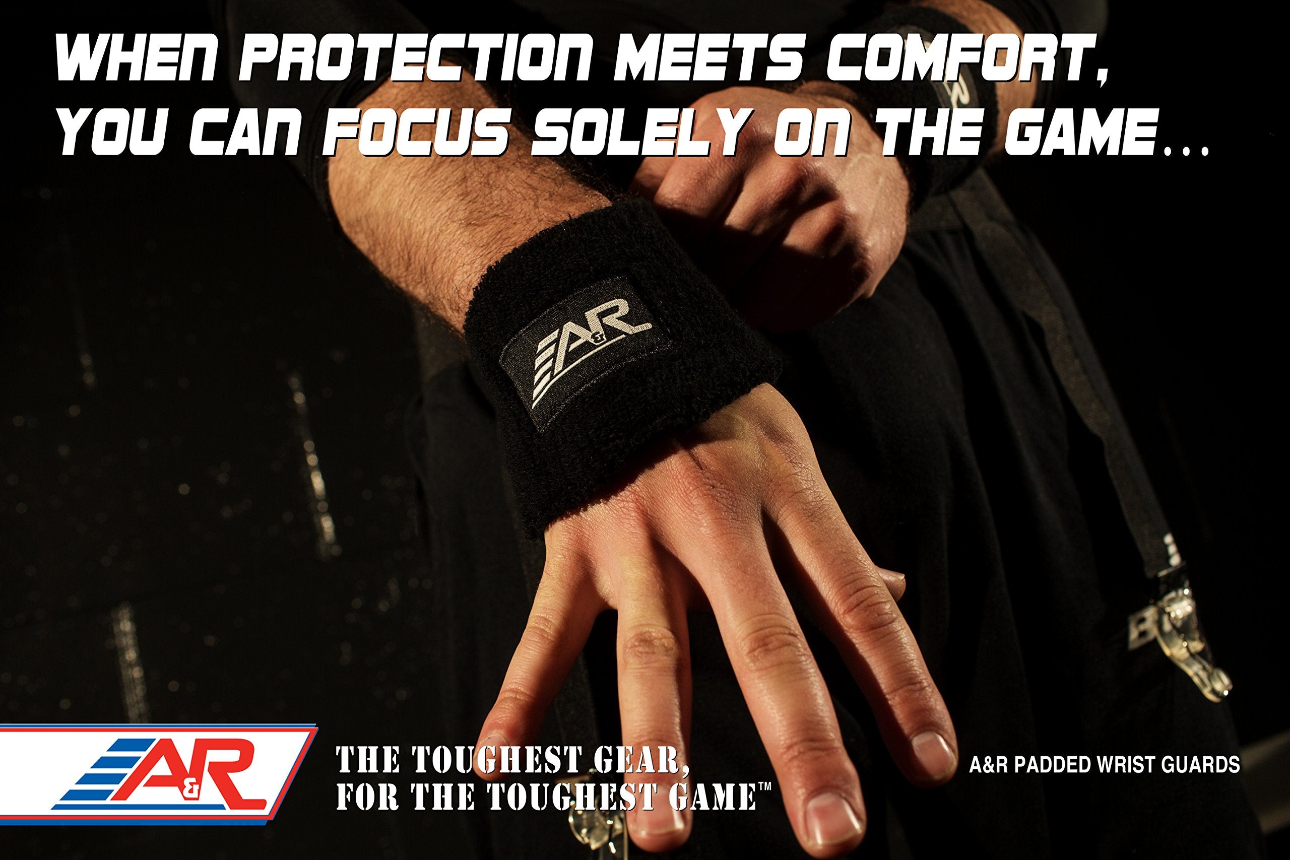 A&R Sports wrist guard close-up of molded insert demonstrating impact protection