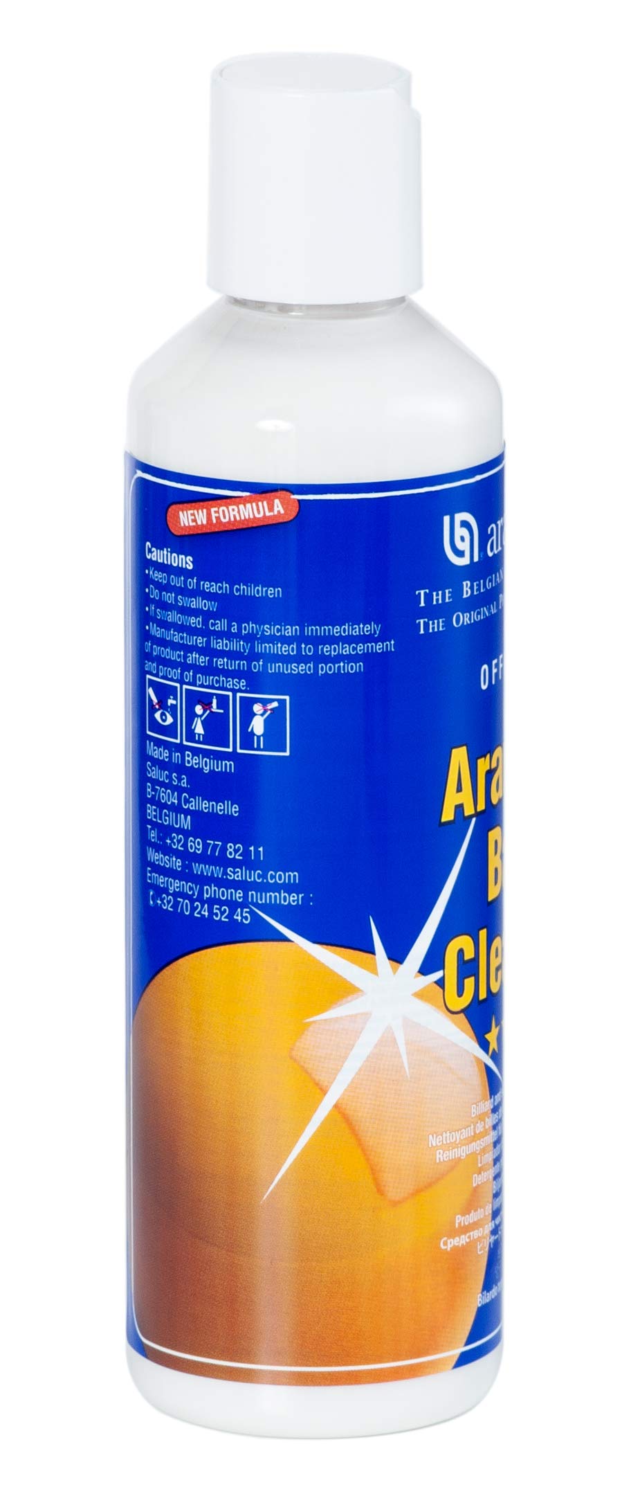 Aramith Cleaner label detail highlighting formula and safe phenolic benefit