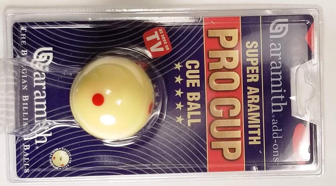 Aramith cue ball close-up of red dots and glossy phenolic texture for durability