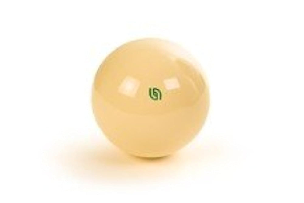 Aramith cue ball front view with green tournament logo showing reliable recognition