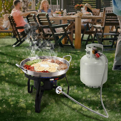 ARC Advanced Royal Champion regulator and 47-inch braided hose demonstrating secure propane connection