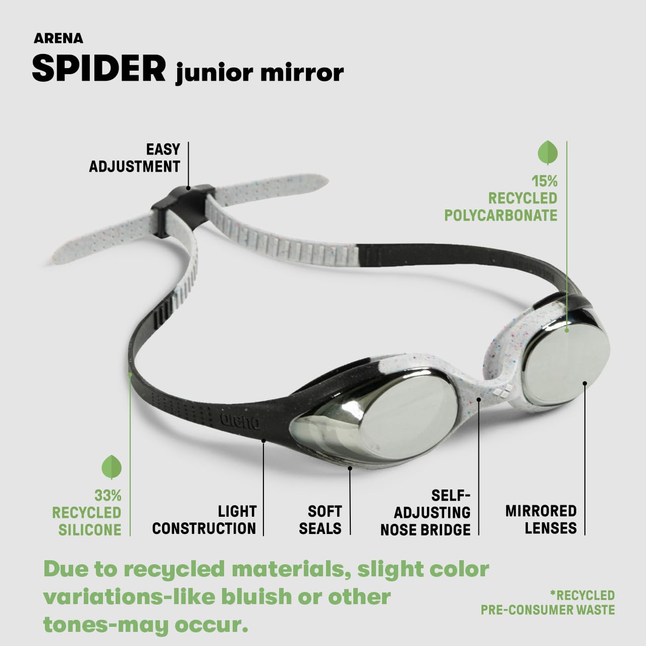 ARENA Spider Junior close-up of soft hypoallergenic silicone seal for comfort