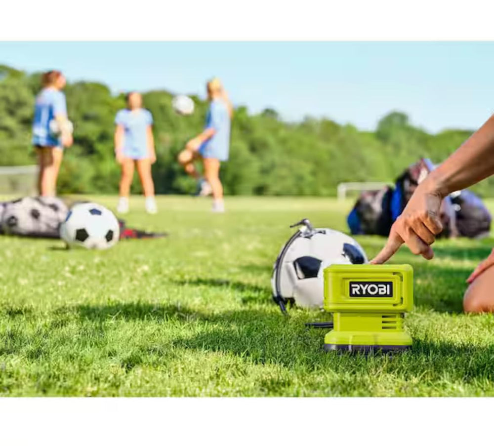 Arikit Simendong inflating a sports ball with included needle for precise pressure control