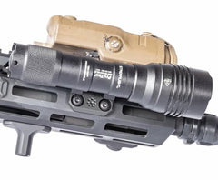 Arisaka Side Scout Mount in use with scout light showing improved clearance and handling