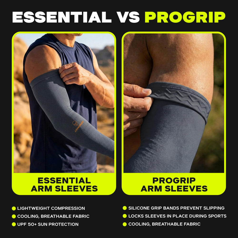 ARMORAY sleeve worn during basketball providing sun protection and grip