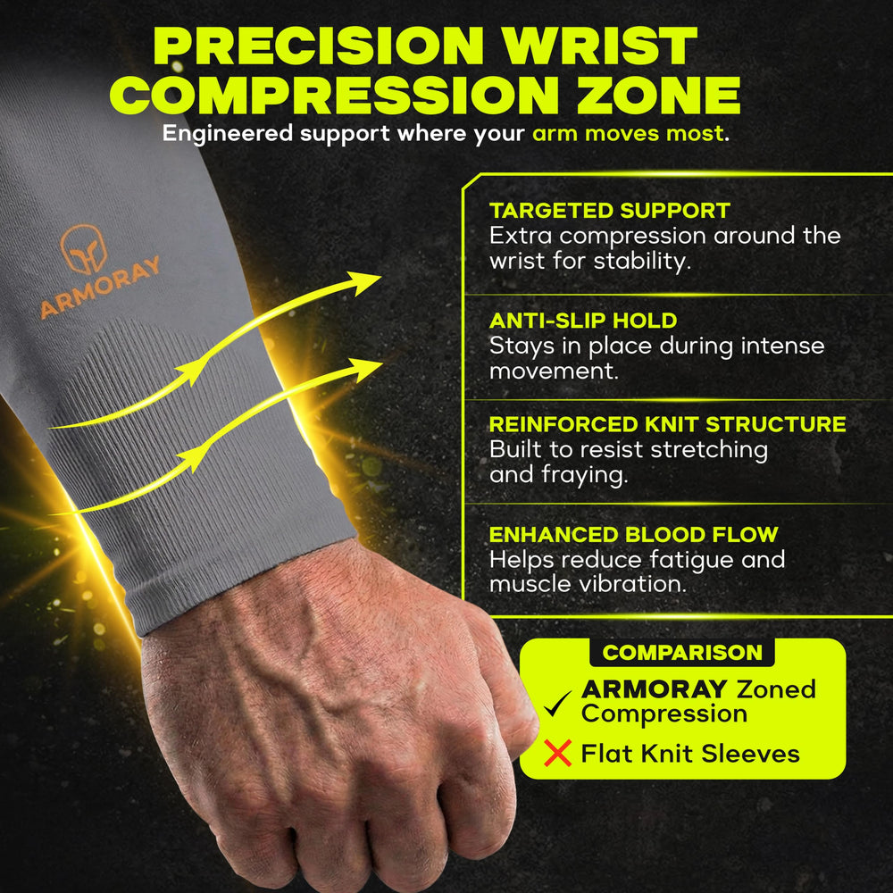 ARMORAY sleeve on cyclist offering moisture-wicking and arm coverage