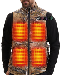 ARRIS heated vest front view showing camo and fit for concealment and warmth