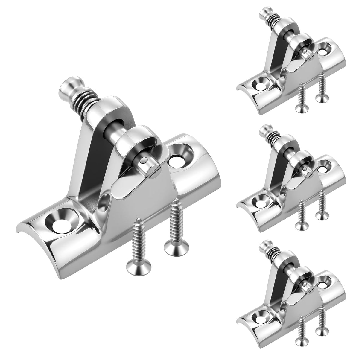 Arrowbash front view deck hinge showing polished finish and durability