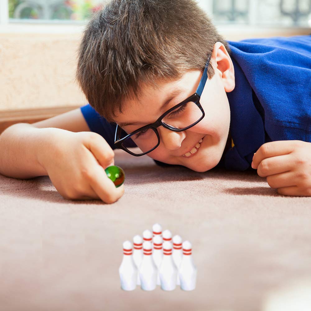 ArtCreativity child playing tabletop mini bowling demonstrating engaging play and social fun