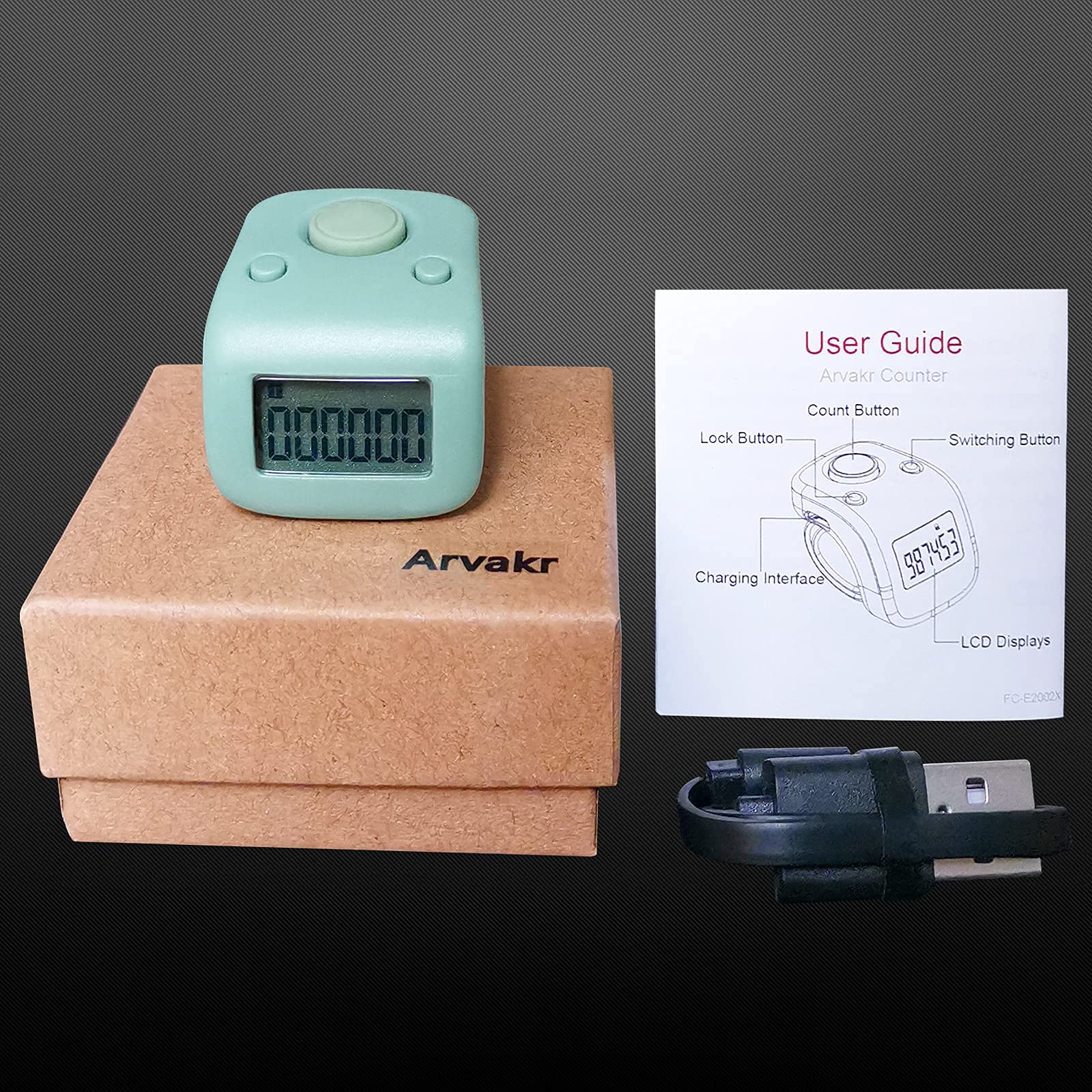 Arvakr packaging and included USB cable showing ready-to-use convenience