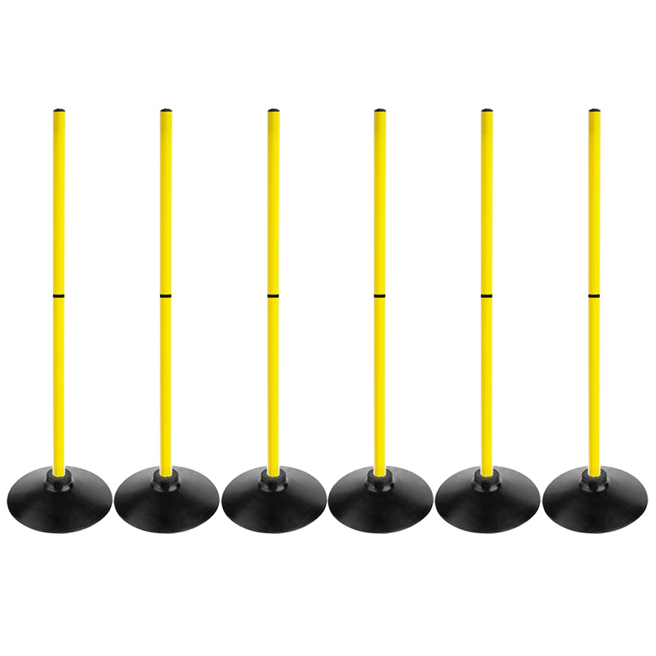 ASENVER front view pack of six poles showing bright colors and bases for visible drills