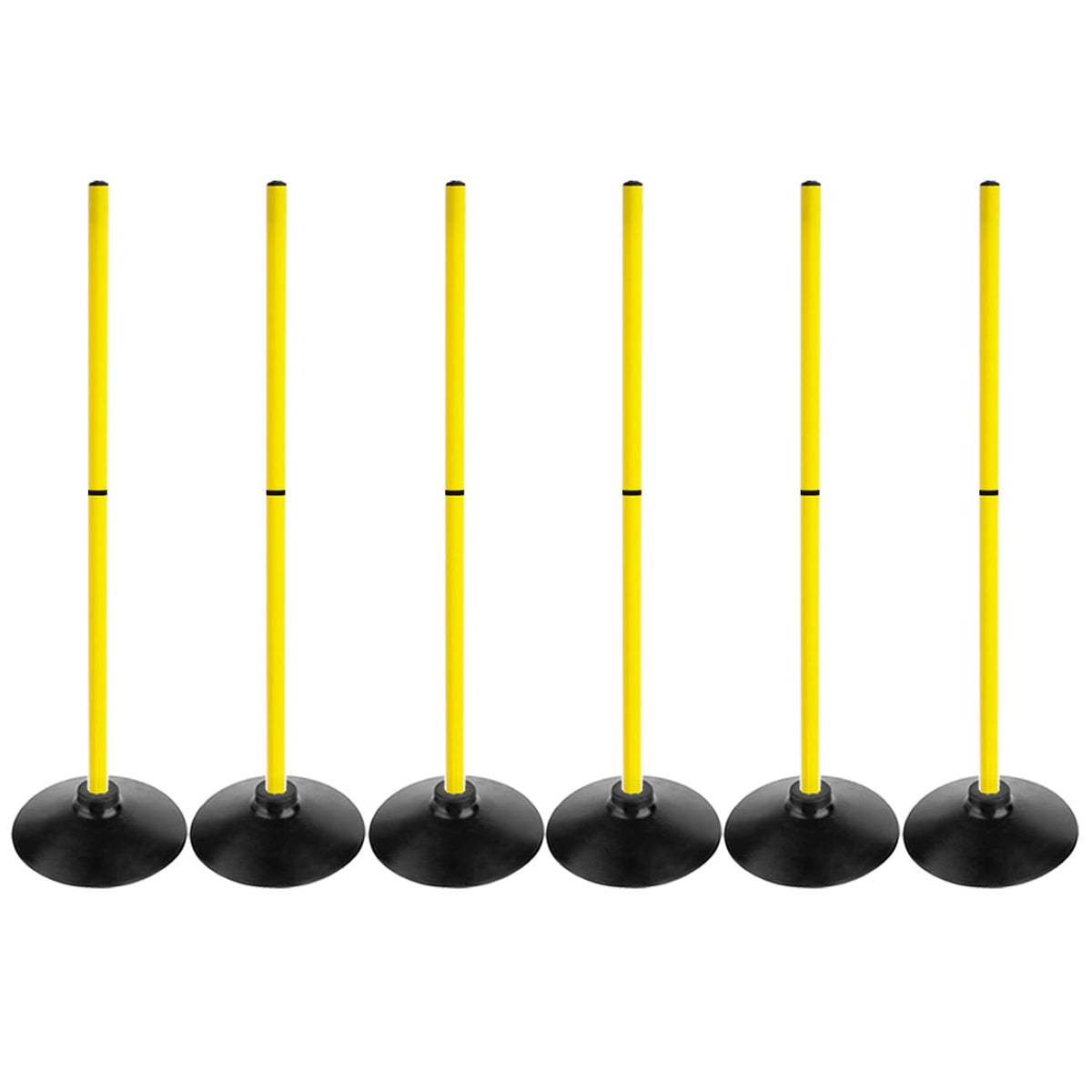 ASENVER front view pack of six poles showing bright colors and bases for visible drills