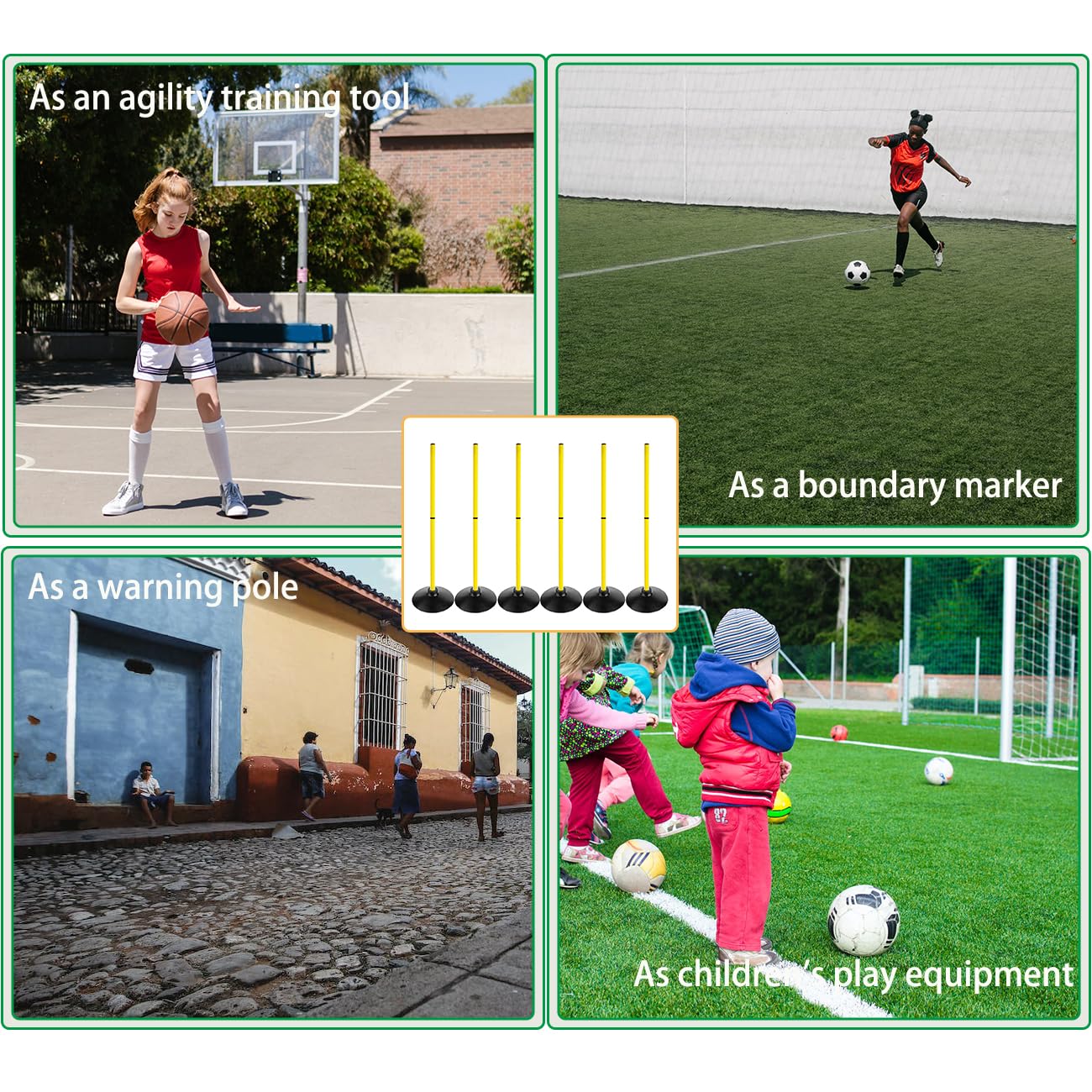 ASENVER backyard setup with poles arranged for agility circuit showing versatile training benefit