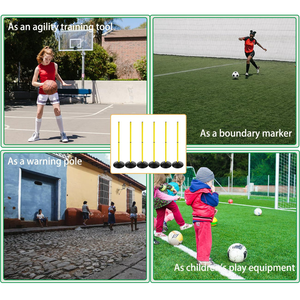 ASENVER backyard setup with poles arranged for agility circuit showing versatile training benefit