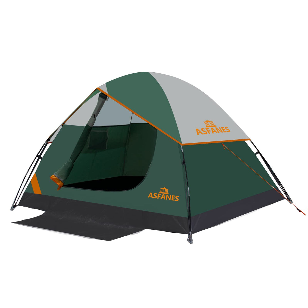 ASFANES tent front view in army green showing entrance and coverage benefit