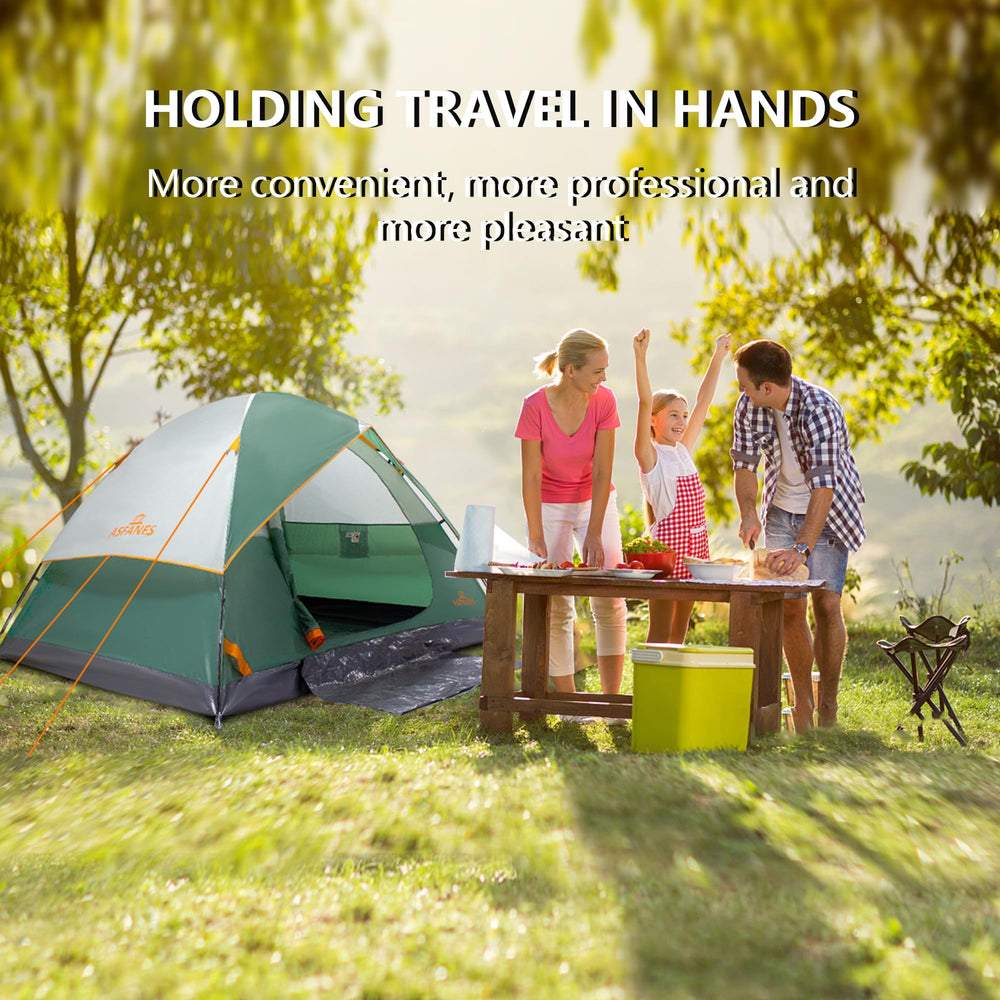 ASFANES tent pitched at campsite showing real-world setup and usability benefit