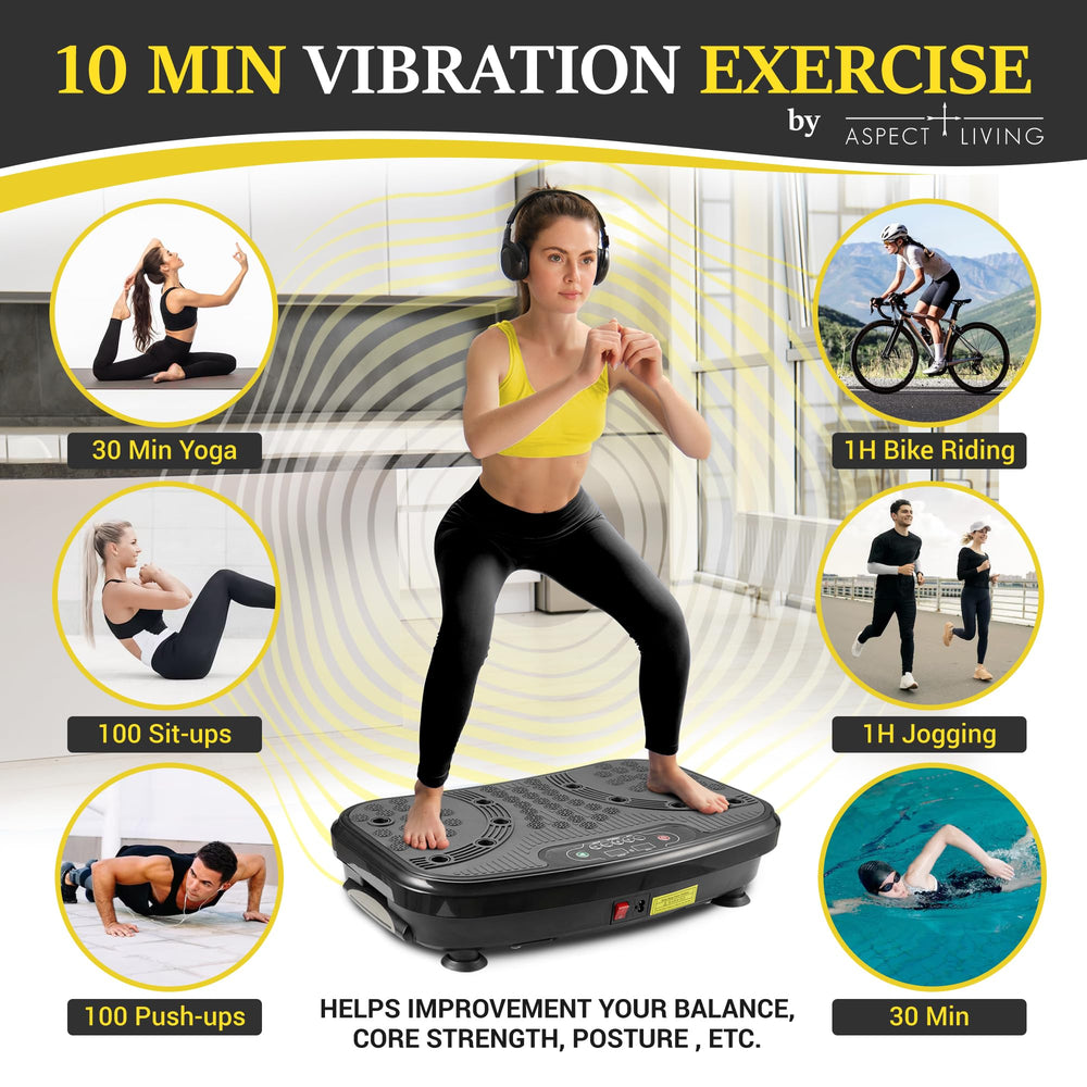 Aspect Living vibration plate with resistance bands attached for versatile strength training