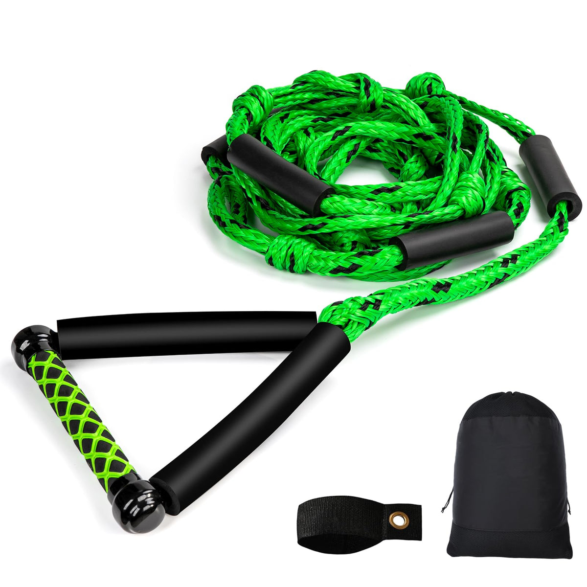 ASVAEVAS front packaging showing full 25ft wakesurf rope and handle benefit visibility