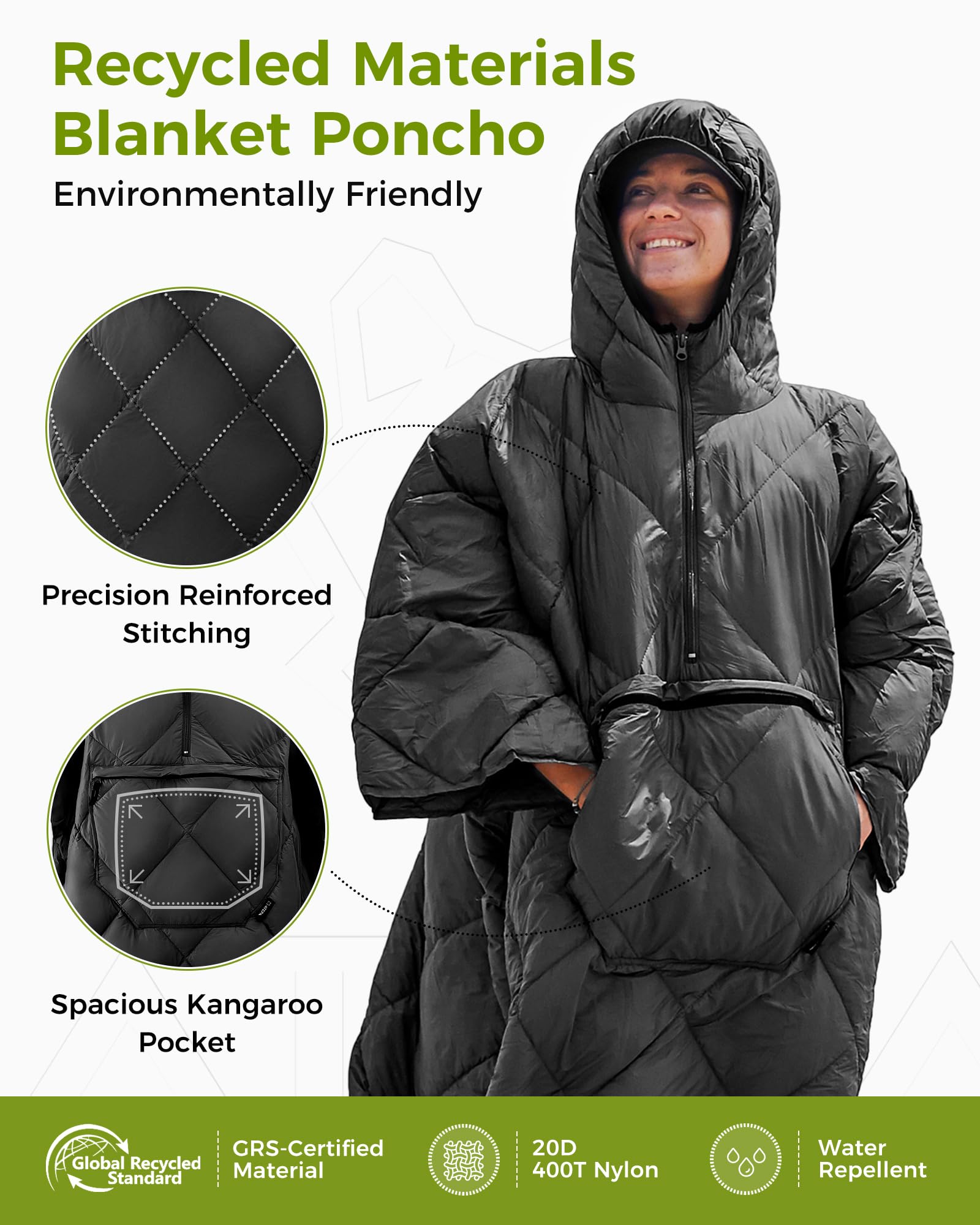 ATEPA back view with hood up showing coverage and wind protection