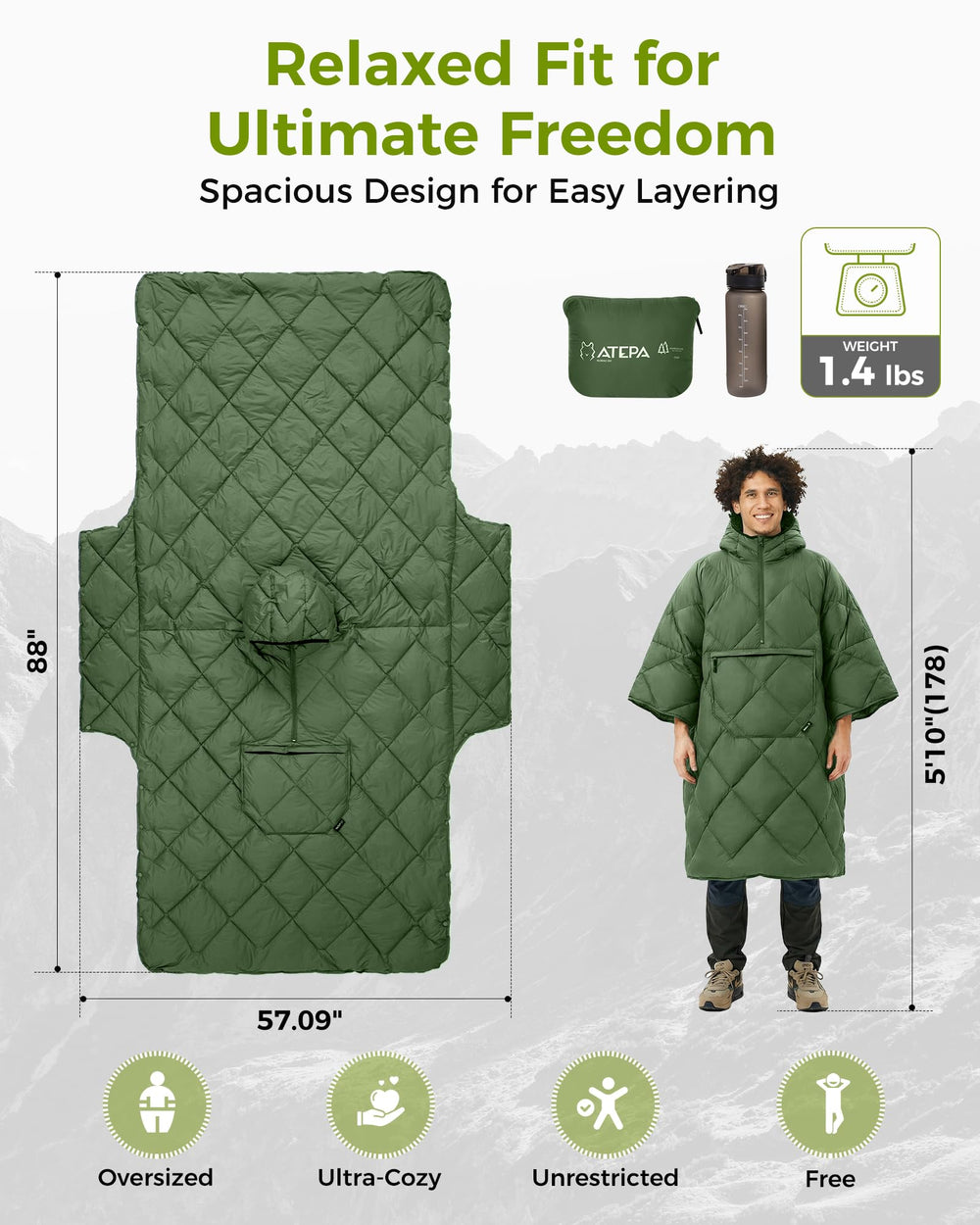 ATEPA kangaroo pocket packed into itself for compact storage and easy travel